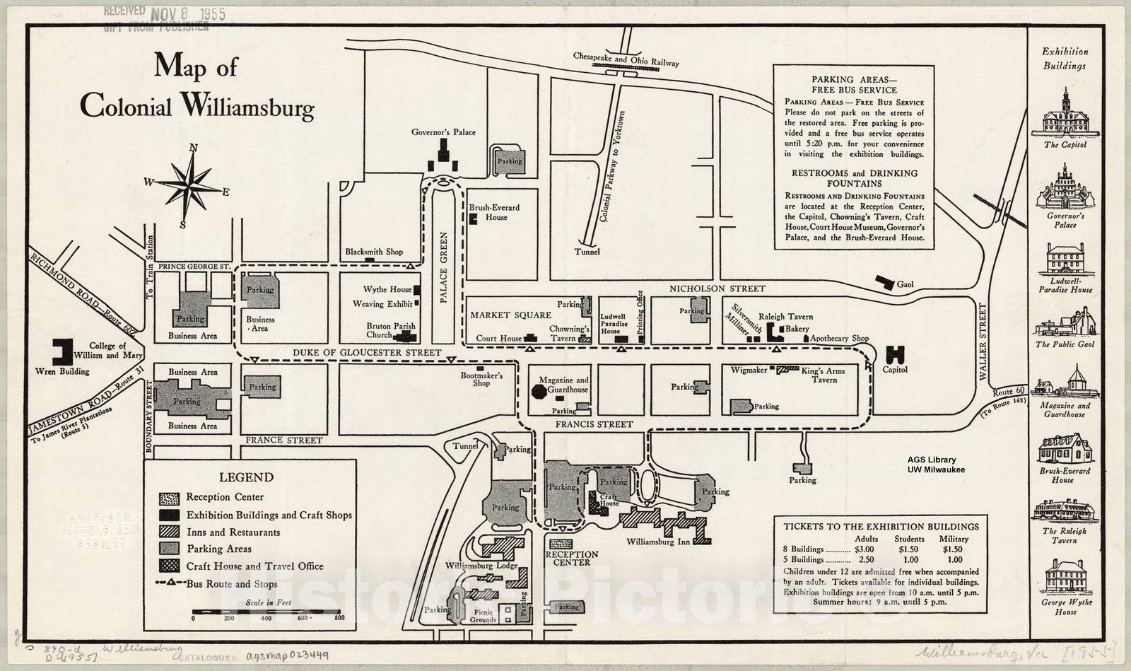 Map Williamsburg Virginia 1955 Map Of Colonial Williamsburg 