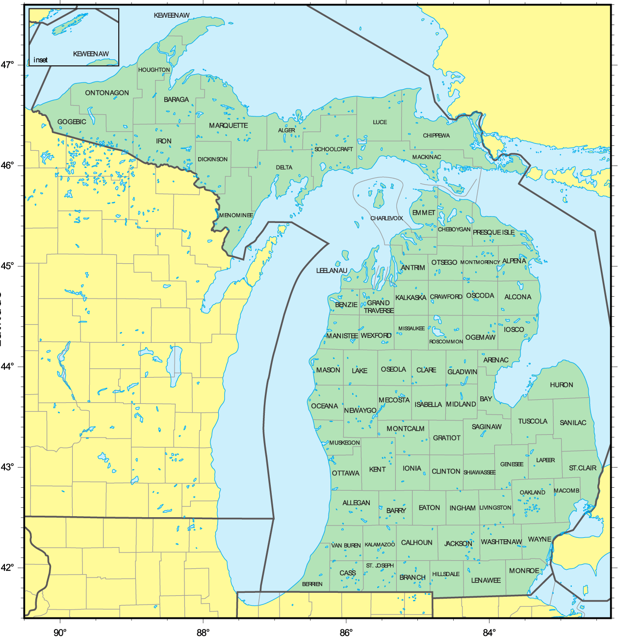 Michigan County Map Printable
