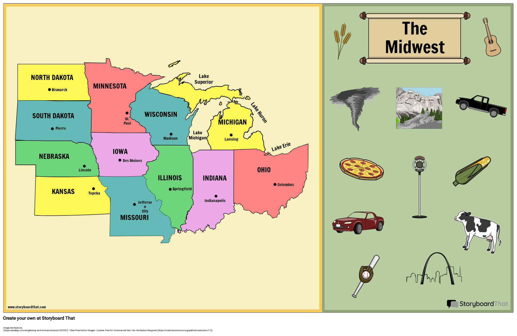 Midwest States And Capitals Map Printable Midwest States And Capitals Map Printable