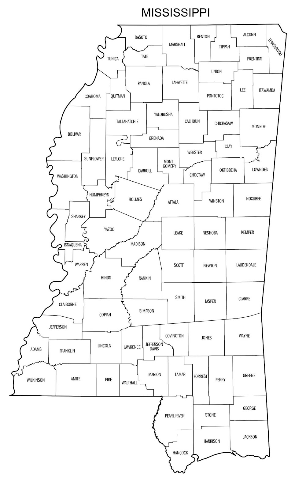 Mississippi State Map Printable Mississippi State Map Printable