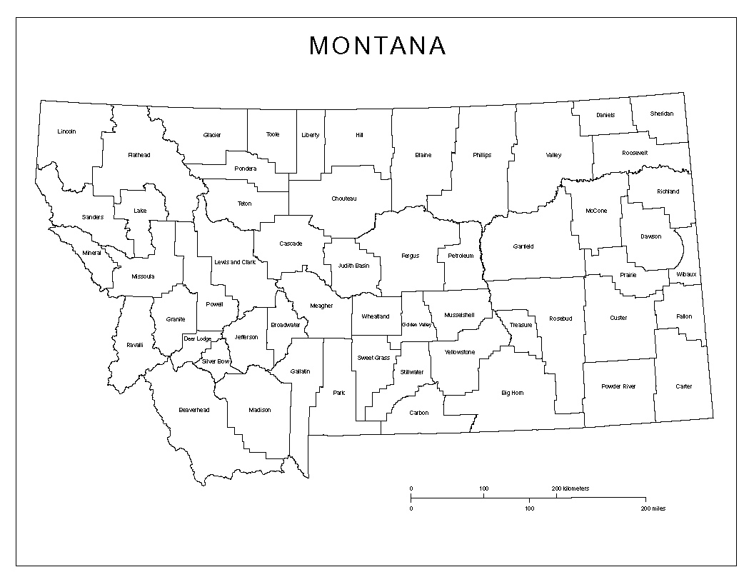 Montana County Map Printable