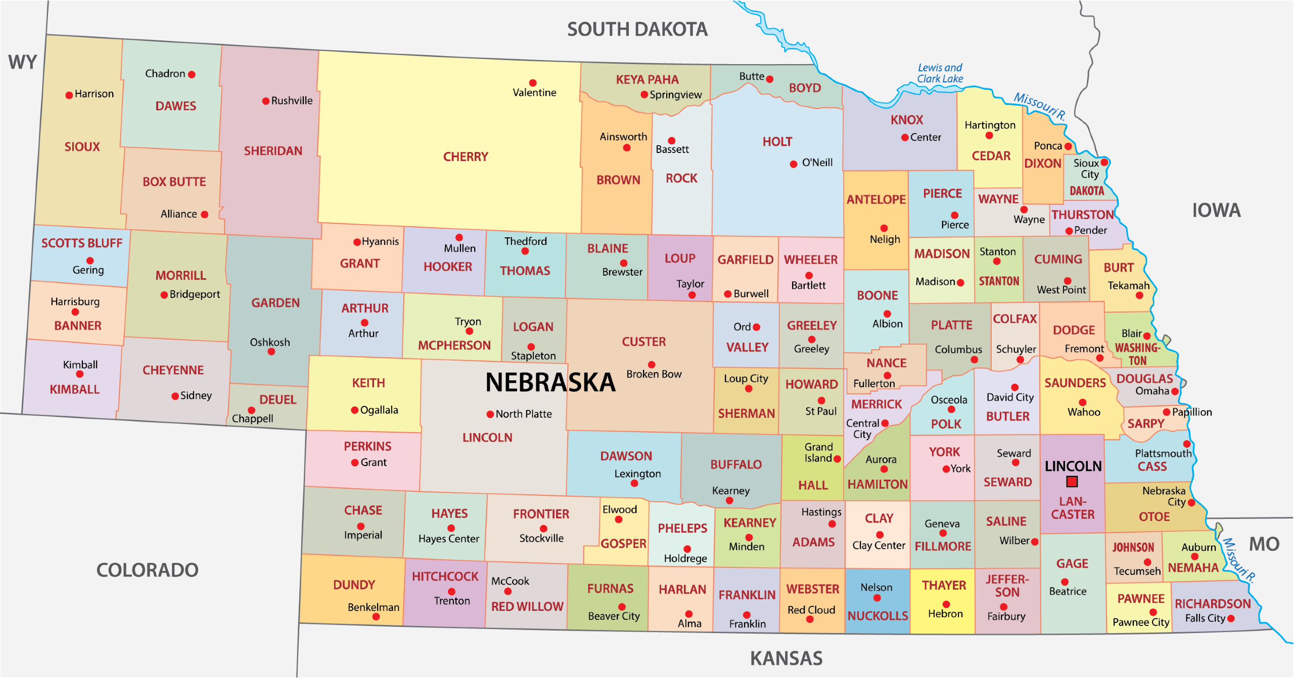 printable map of nebraska