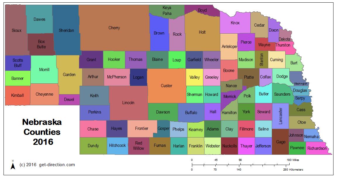 Nebraska County Map Printable
