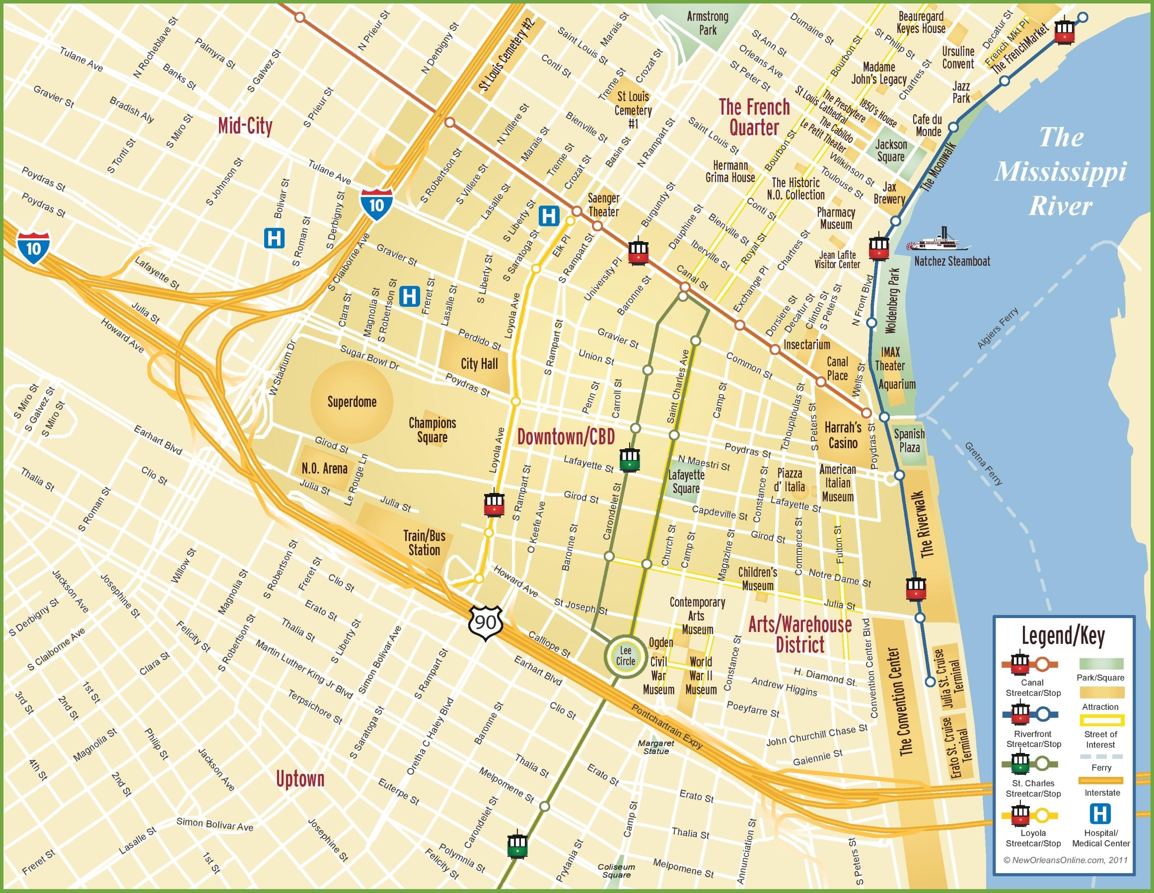New Orleans Street Map Printable