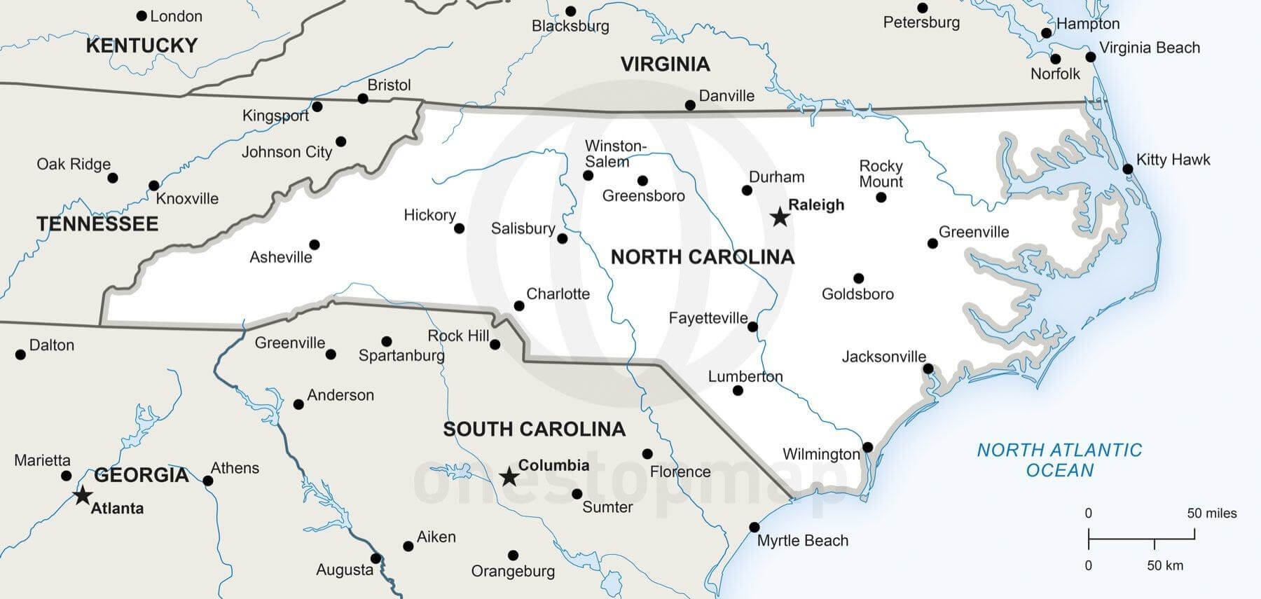 North Carolina Map Printable