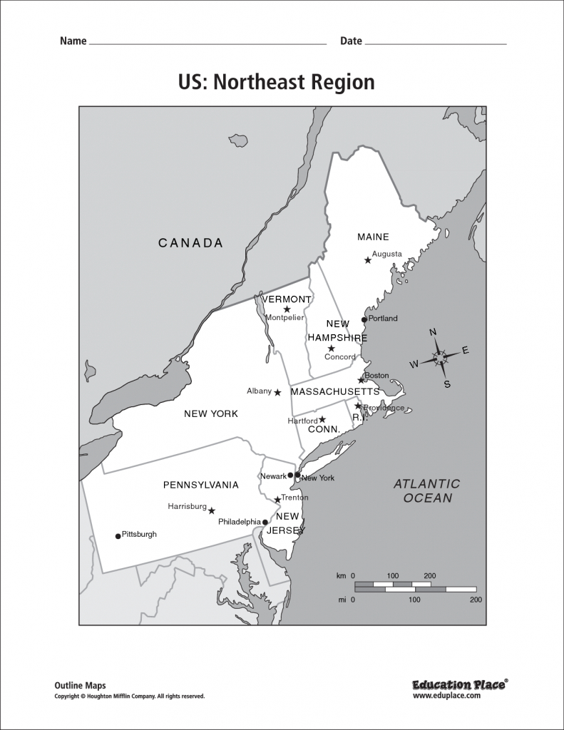 printable map of northeastern united states