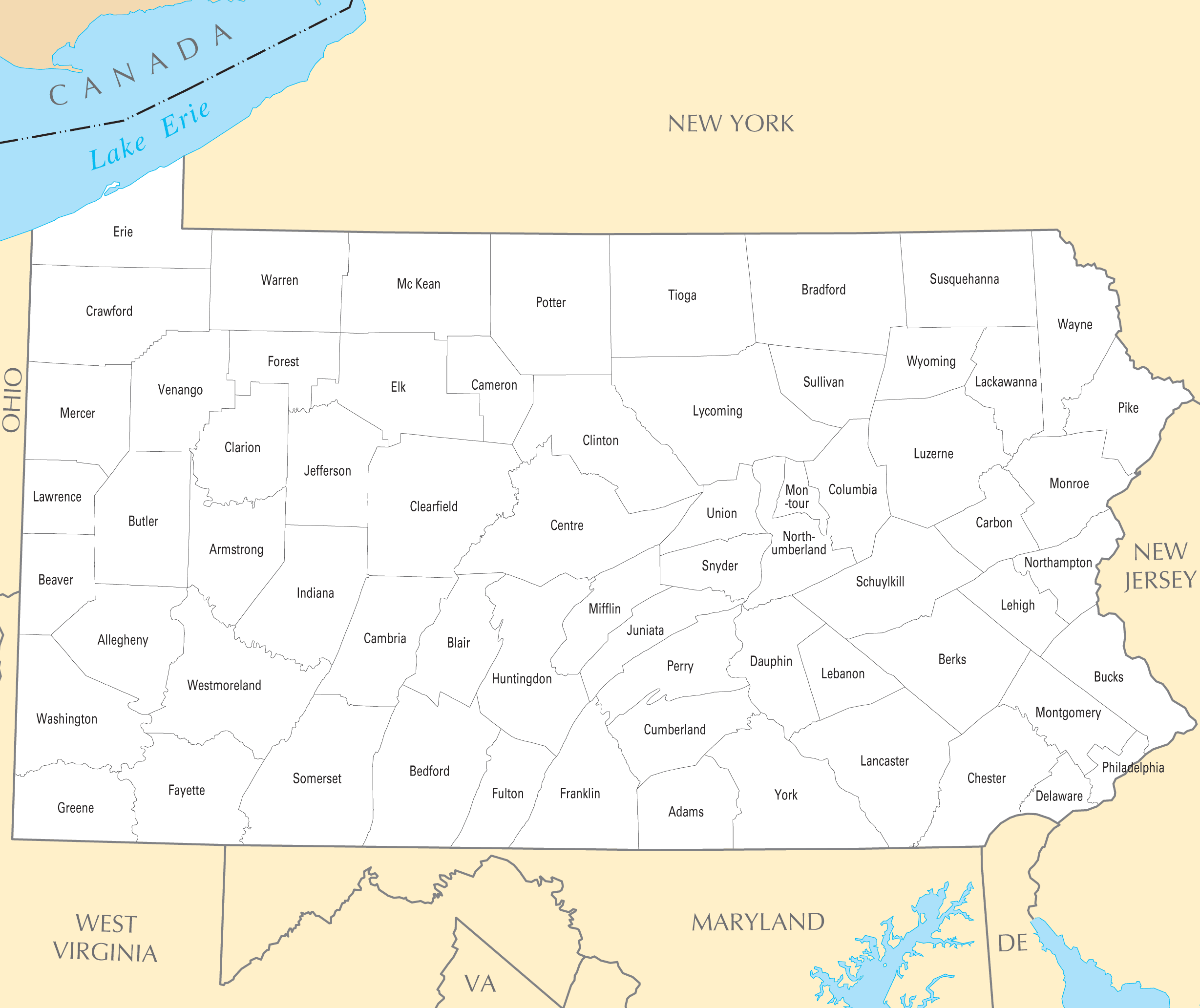 Pa County Map Printable Pa County Map Printable