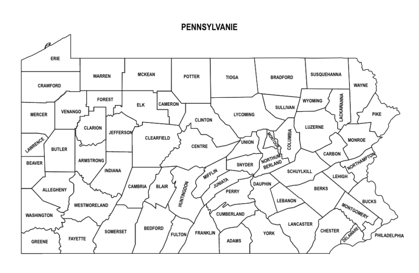 Pennsylvania County Map Printable