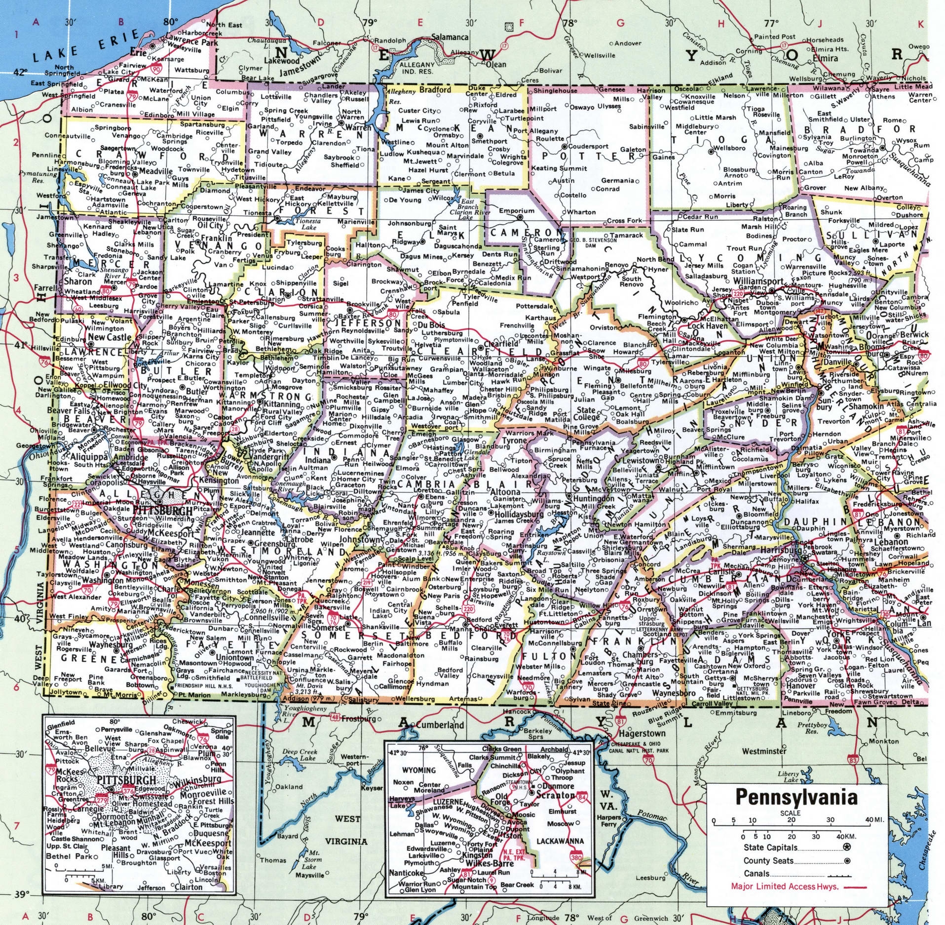 Pennsylvania Map With Counties Free Printable Map Of Pennsylvania 