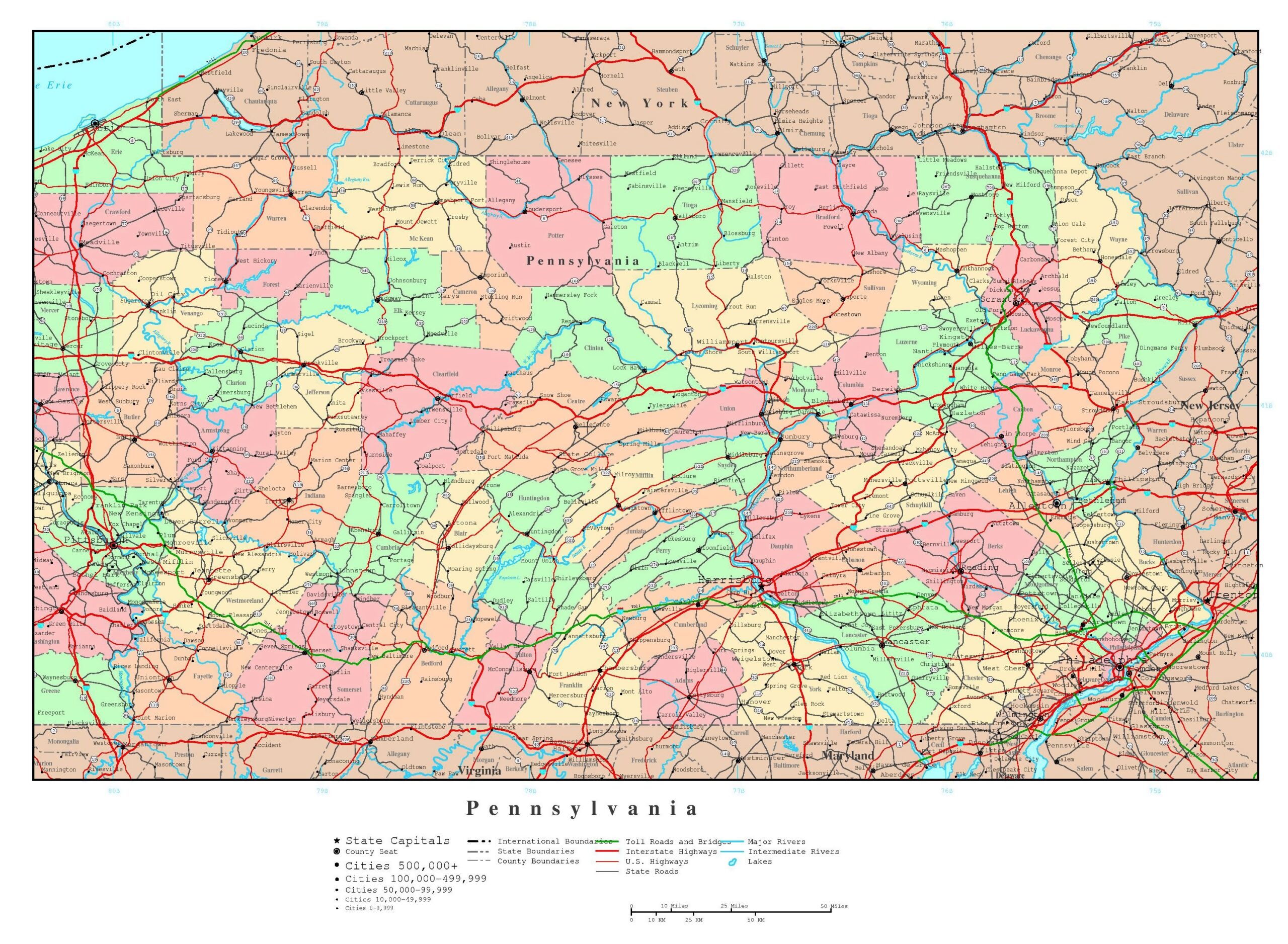 Pennsylvania State Map Printable