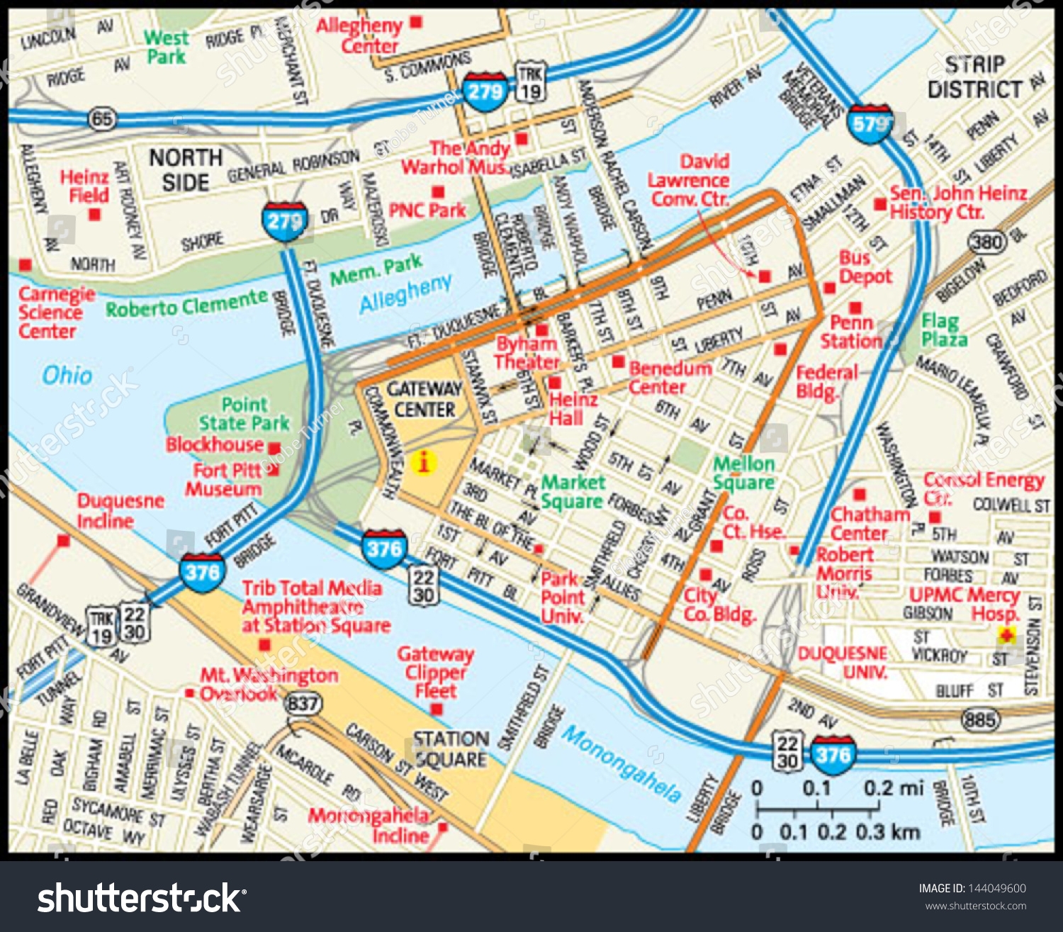Pittsburgh Downtown Map Printable Pittsburgh Downtown Map Printable