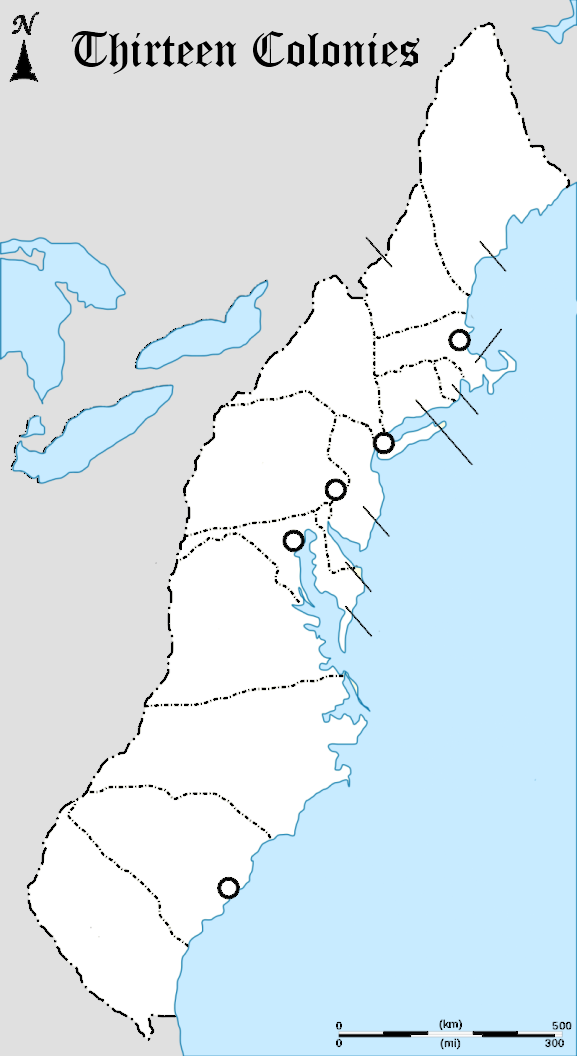 Outline Map Of 13 Colonies Printable