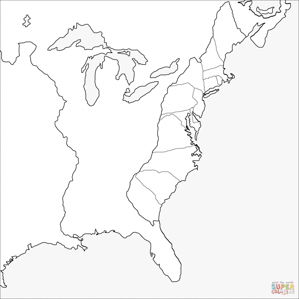 Printable 13 Colonies Map