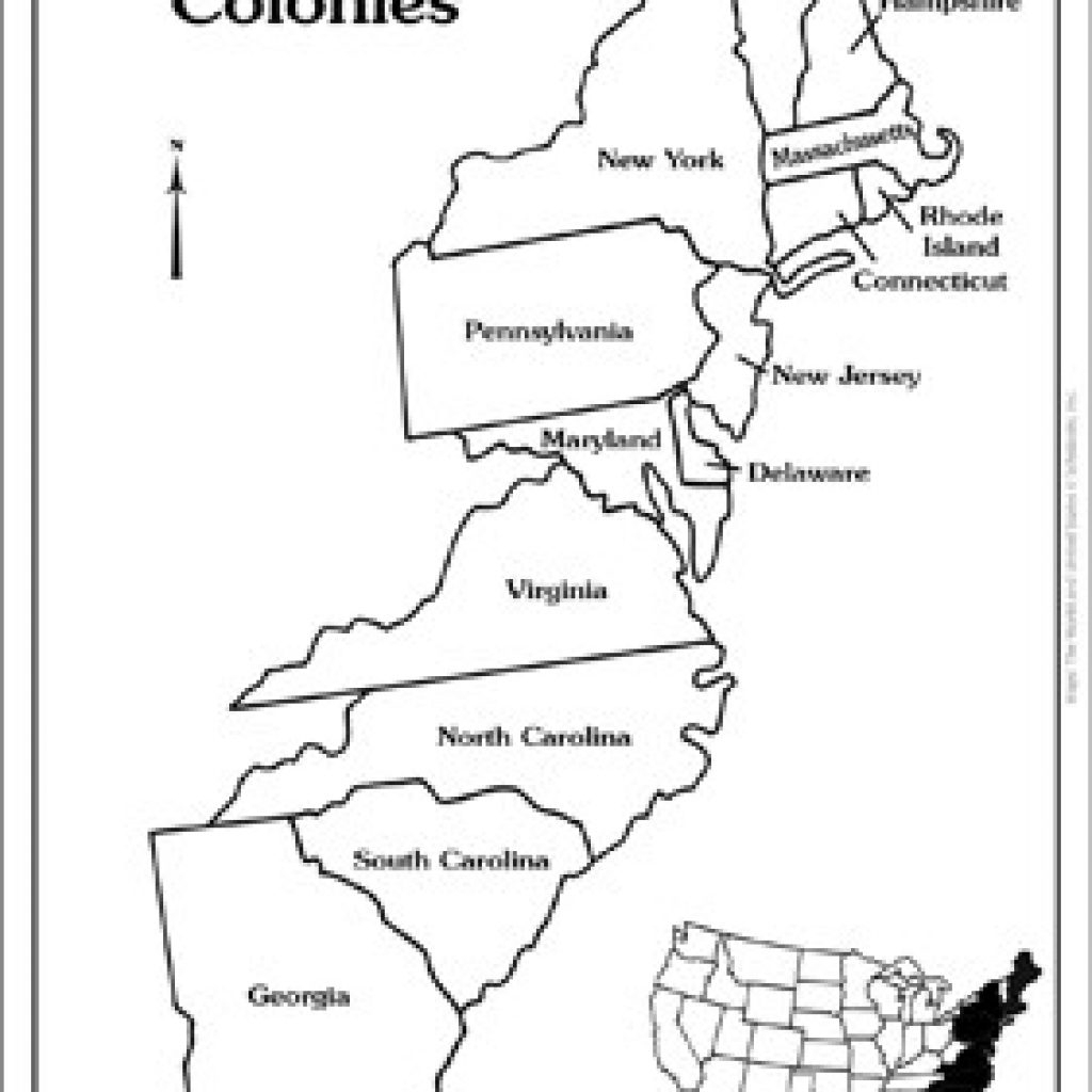 13 colonies map printable