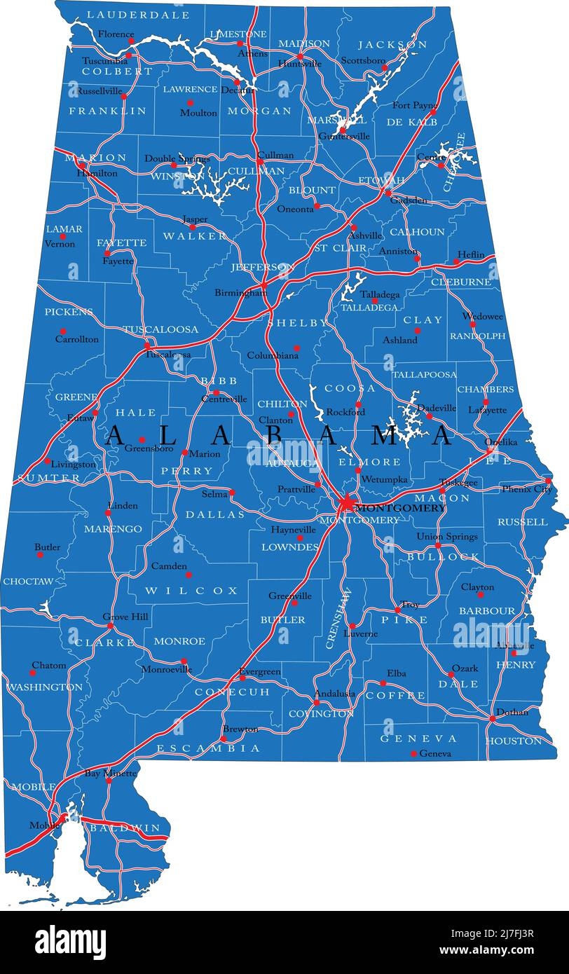 Printable Alabama County Map