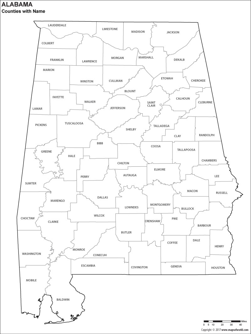 Printable Alabama County Map