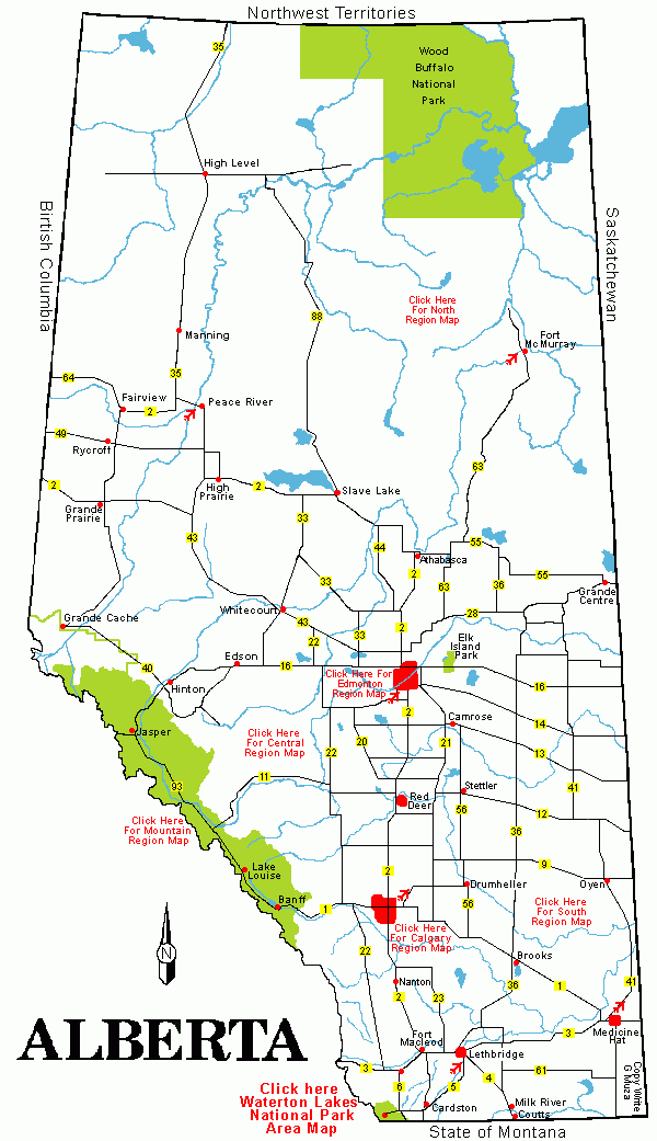 Printable Alberta Road Map Printable Alberta Road Map
