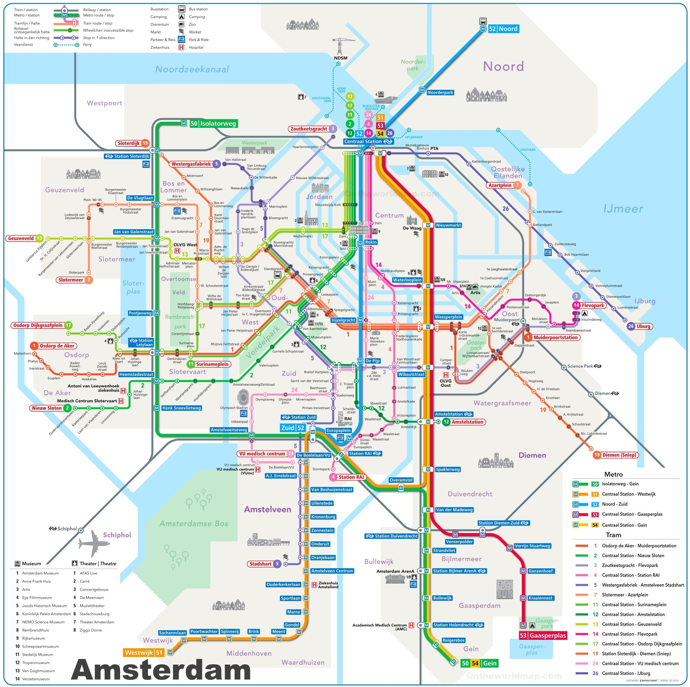Printable Amsterdam Tram Map Printable Amsterdam Tram Map
