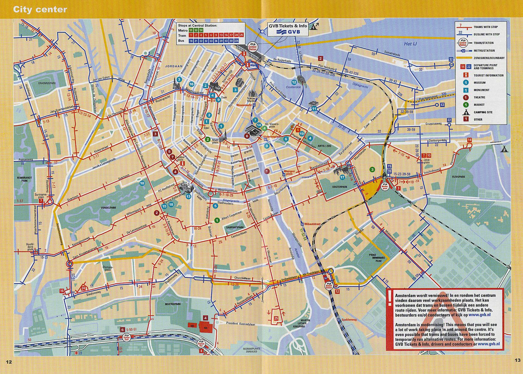 Printable Amsterdam Tram Map Printable Amsterdam Tram Map