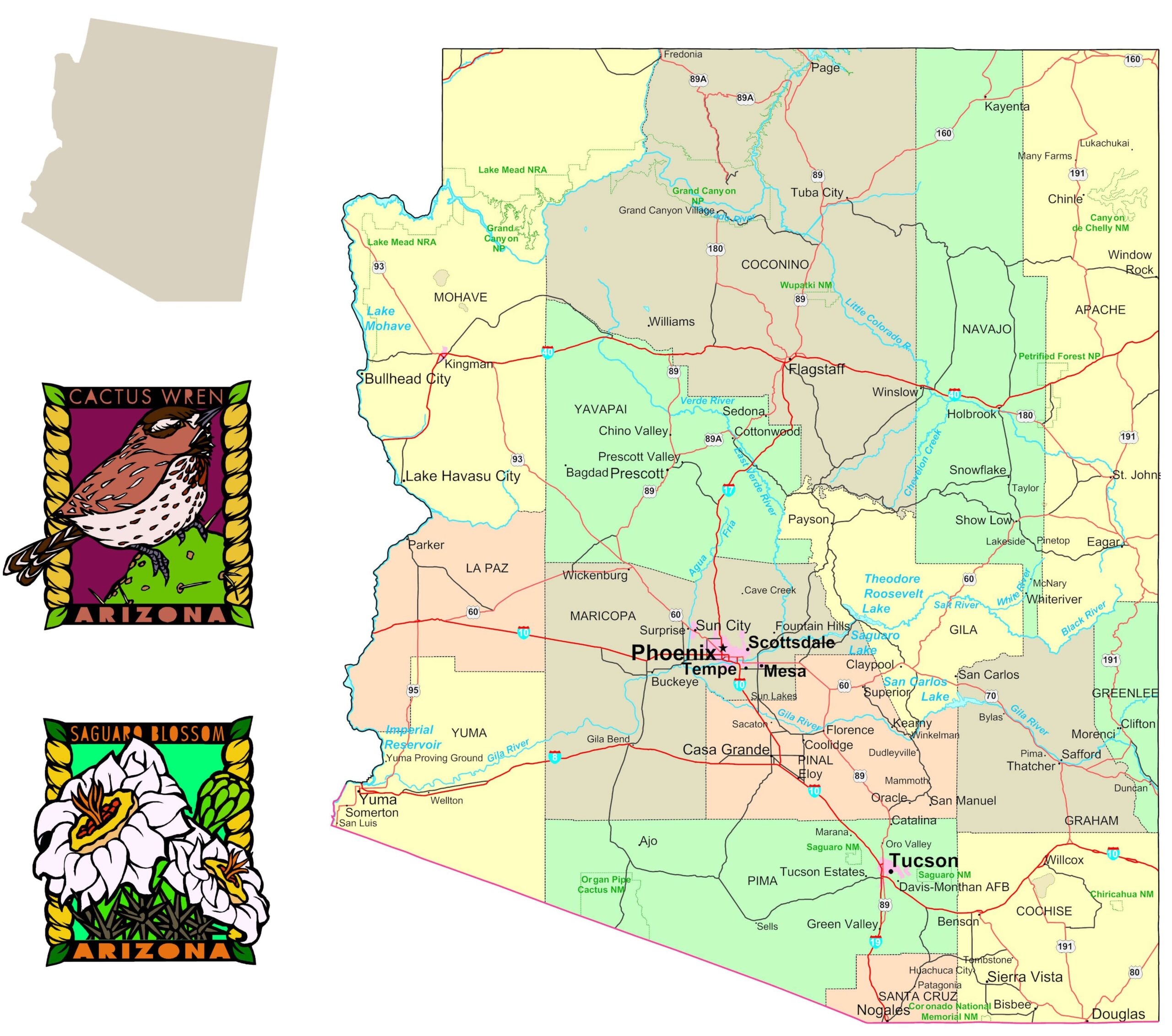 Printable Arizona Map