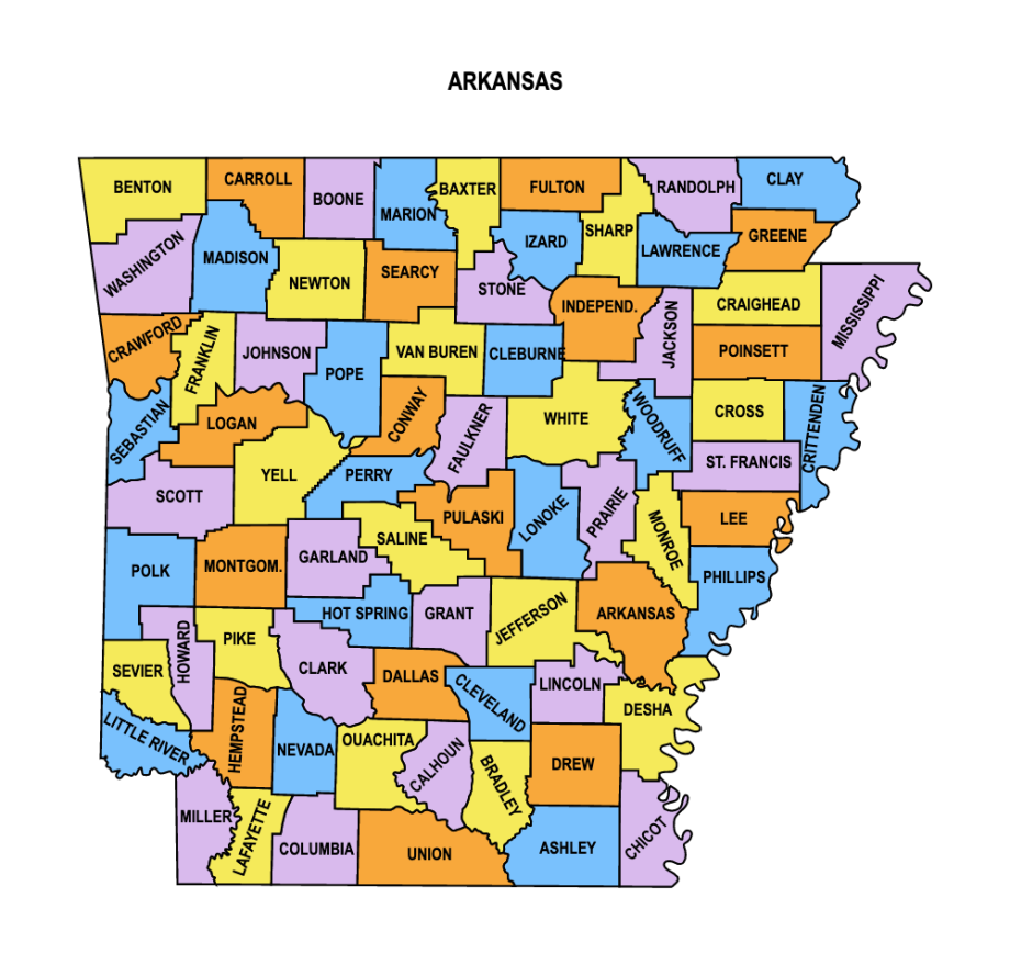 Printable Arkansas County Map