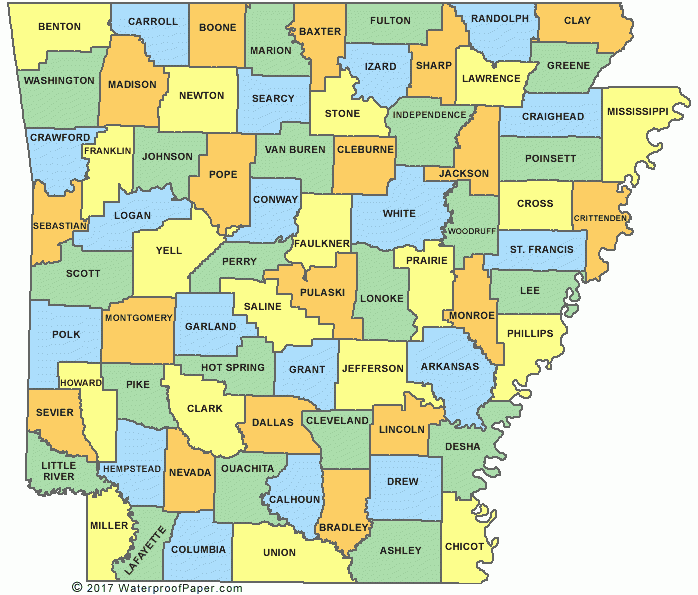 Printable Arkansas County Map