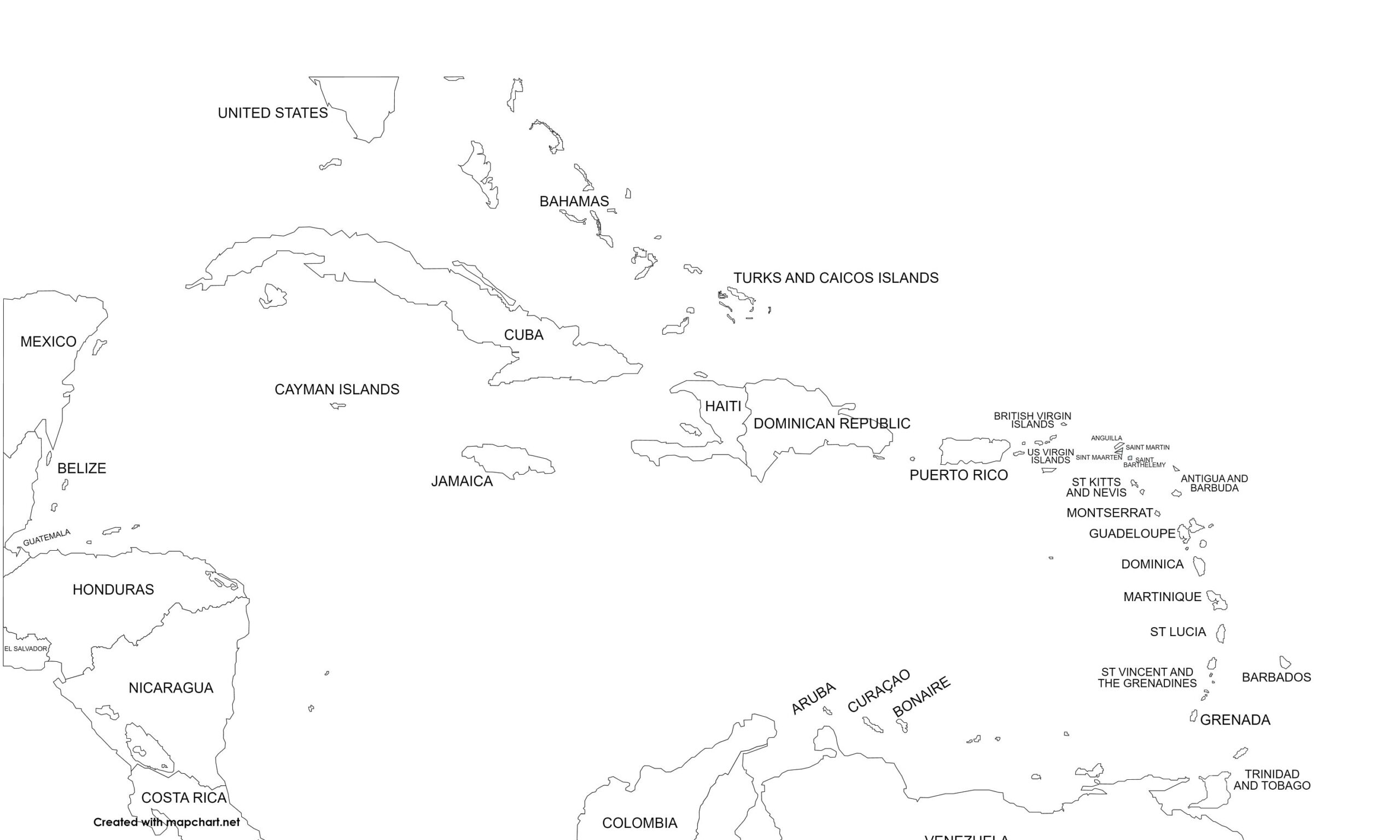 Printable Blank Caribbean Map