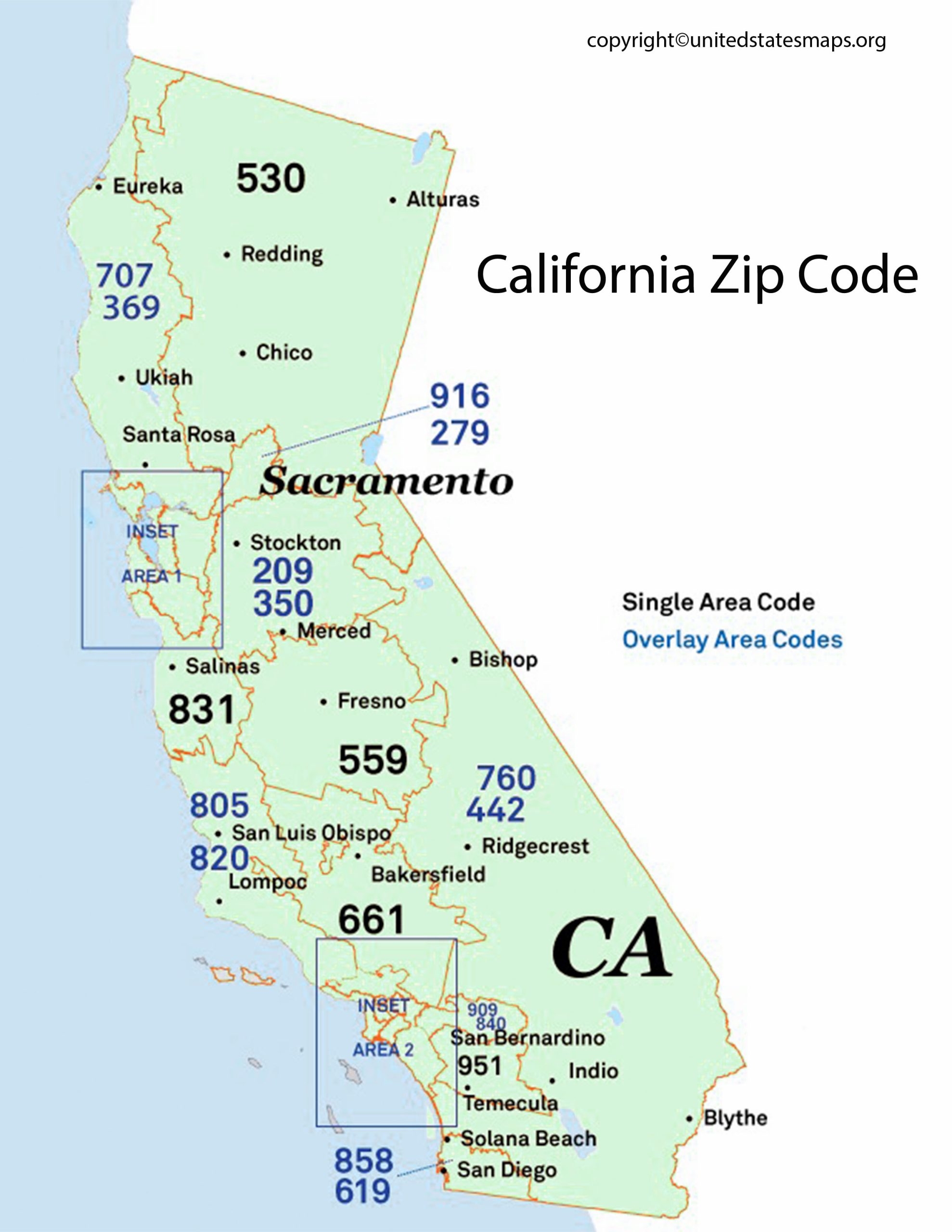 Printable California Zip Code Map