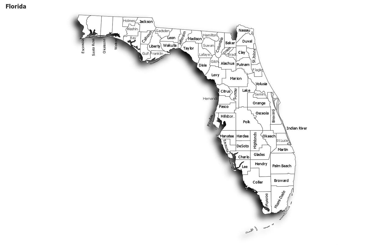 Printable County Map Of Florida Free Download And Print For You 