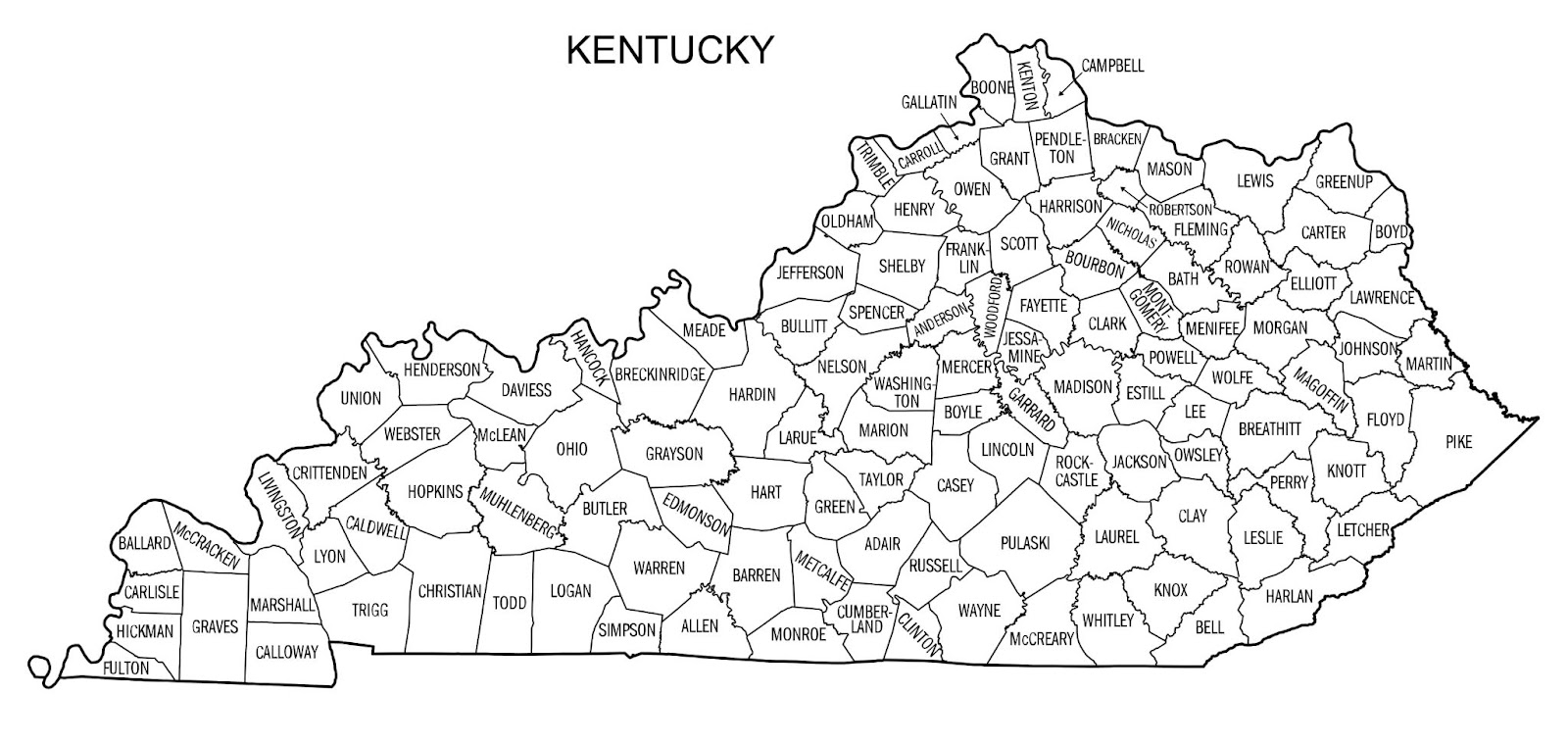 kentucky county map printable
