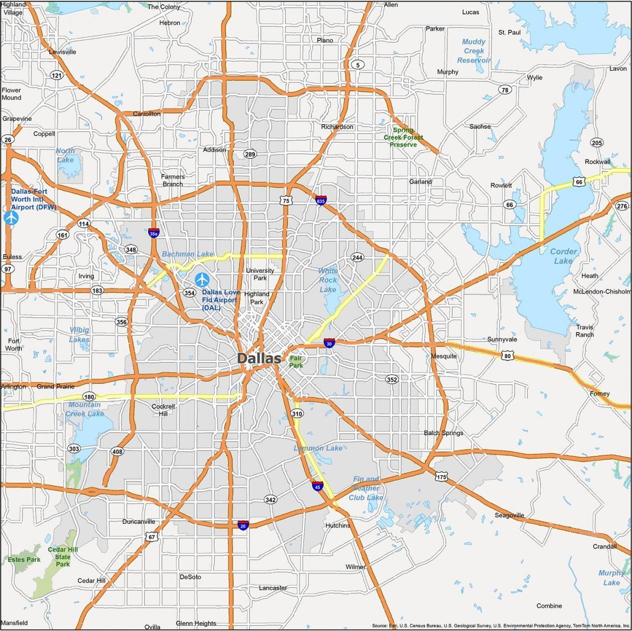 Printable Dallas Map Printable Dallas Map