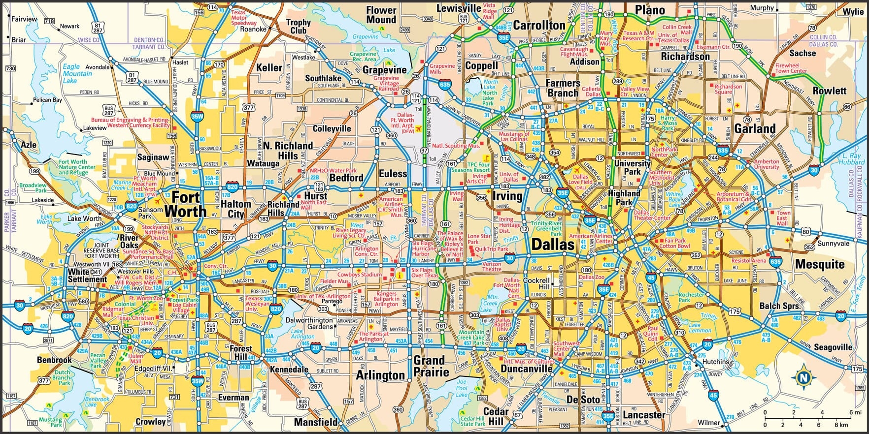 Printable Dallas Map Printable Dallas Map