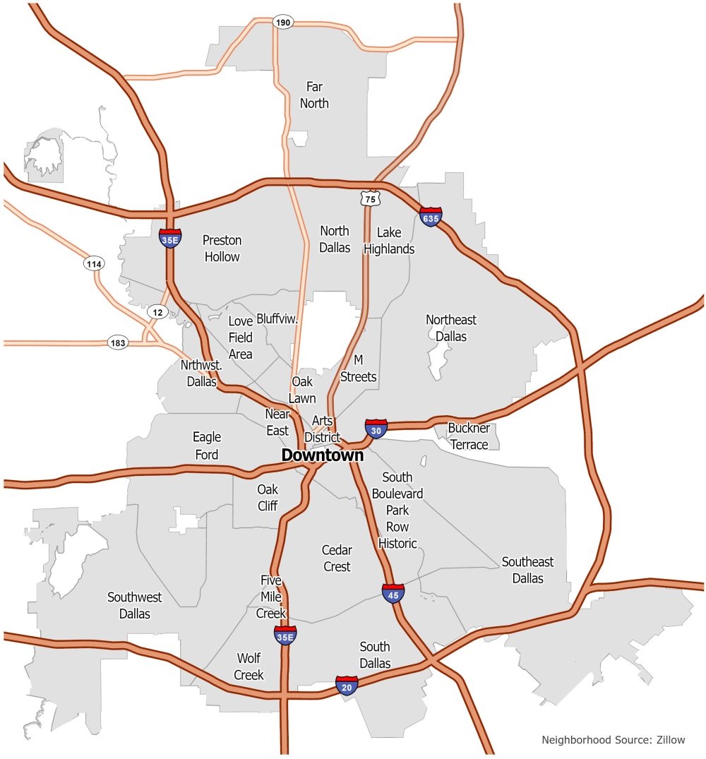 Printable Dallas Neighborhood Map Printable Dallas Neighborhood Map