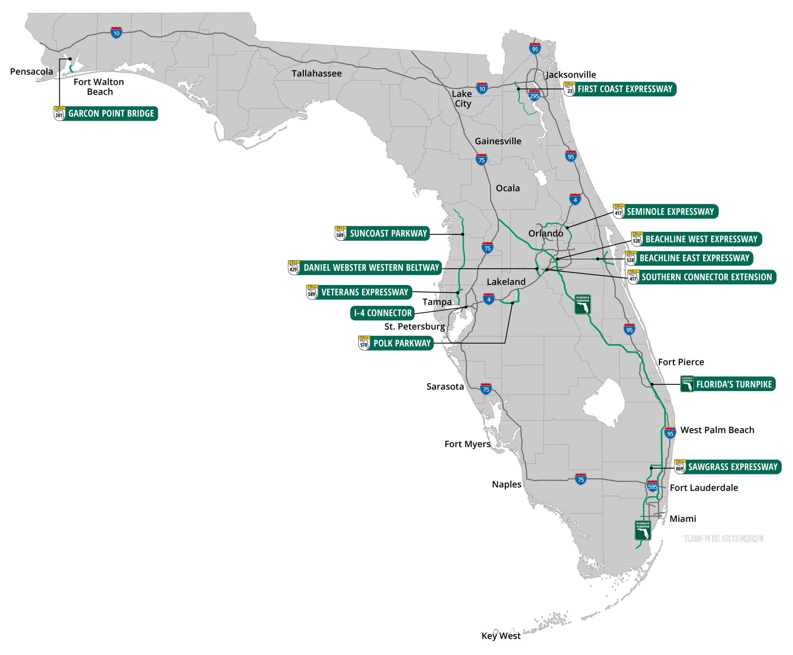 Printable Florida Toll Roads Map Free Printable Map