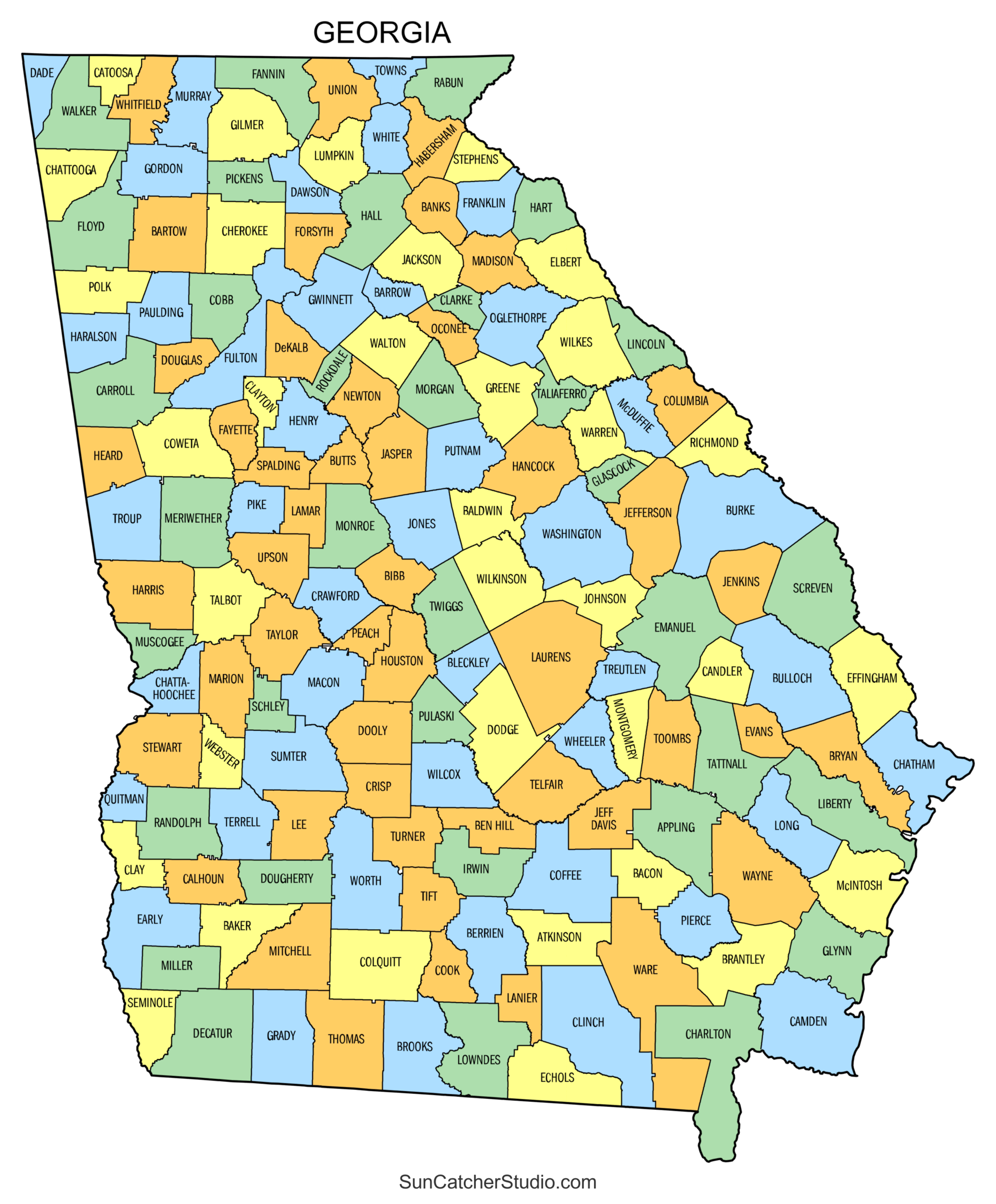 Printable Georgia County Map Jenny Blog