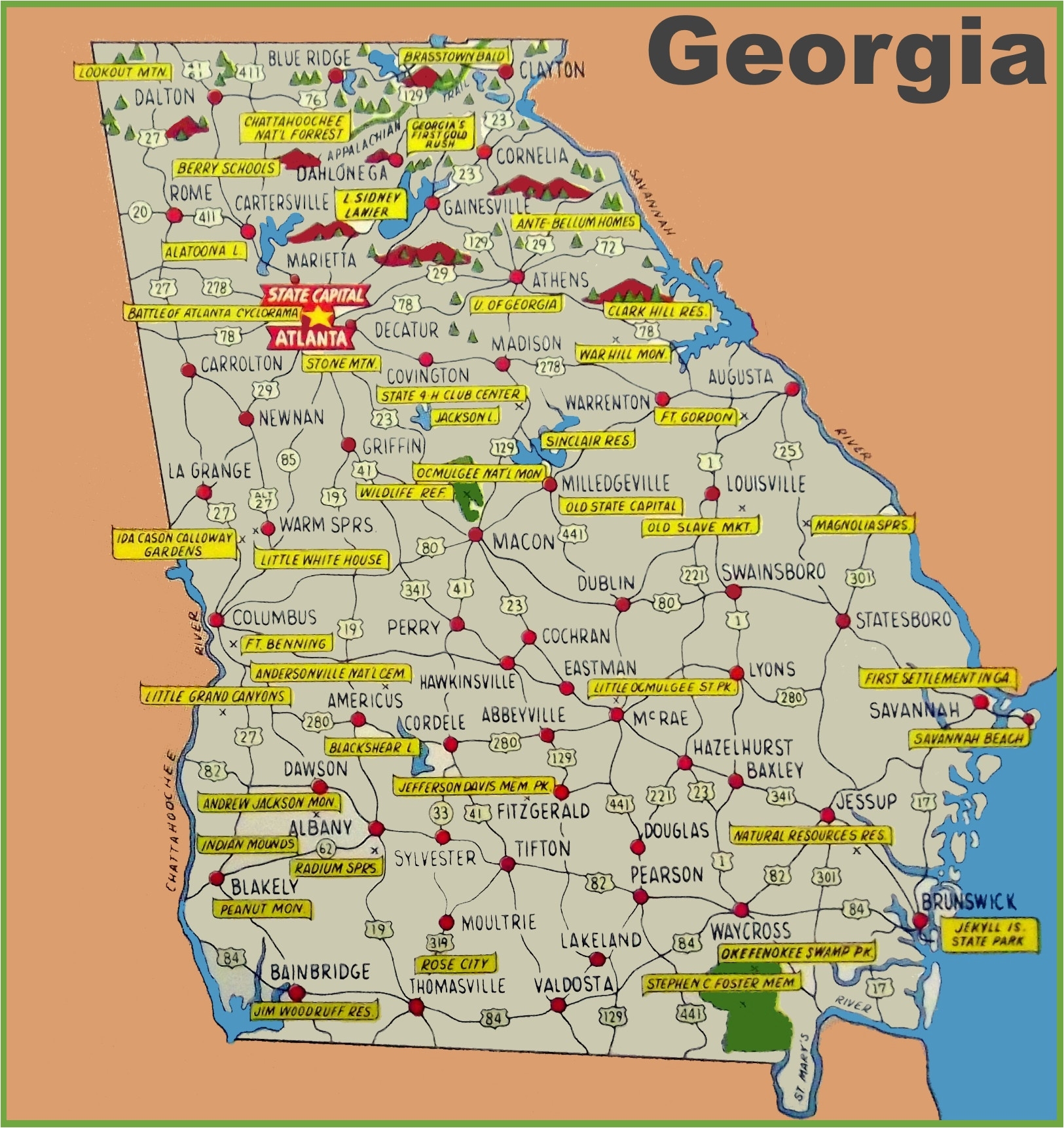 georgia county map printable