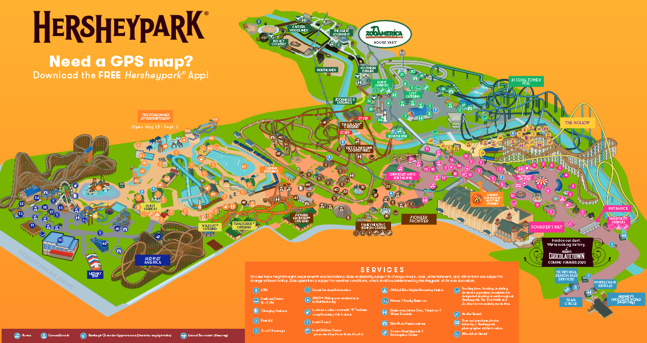 Printable Hershey Park Map