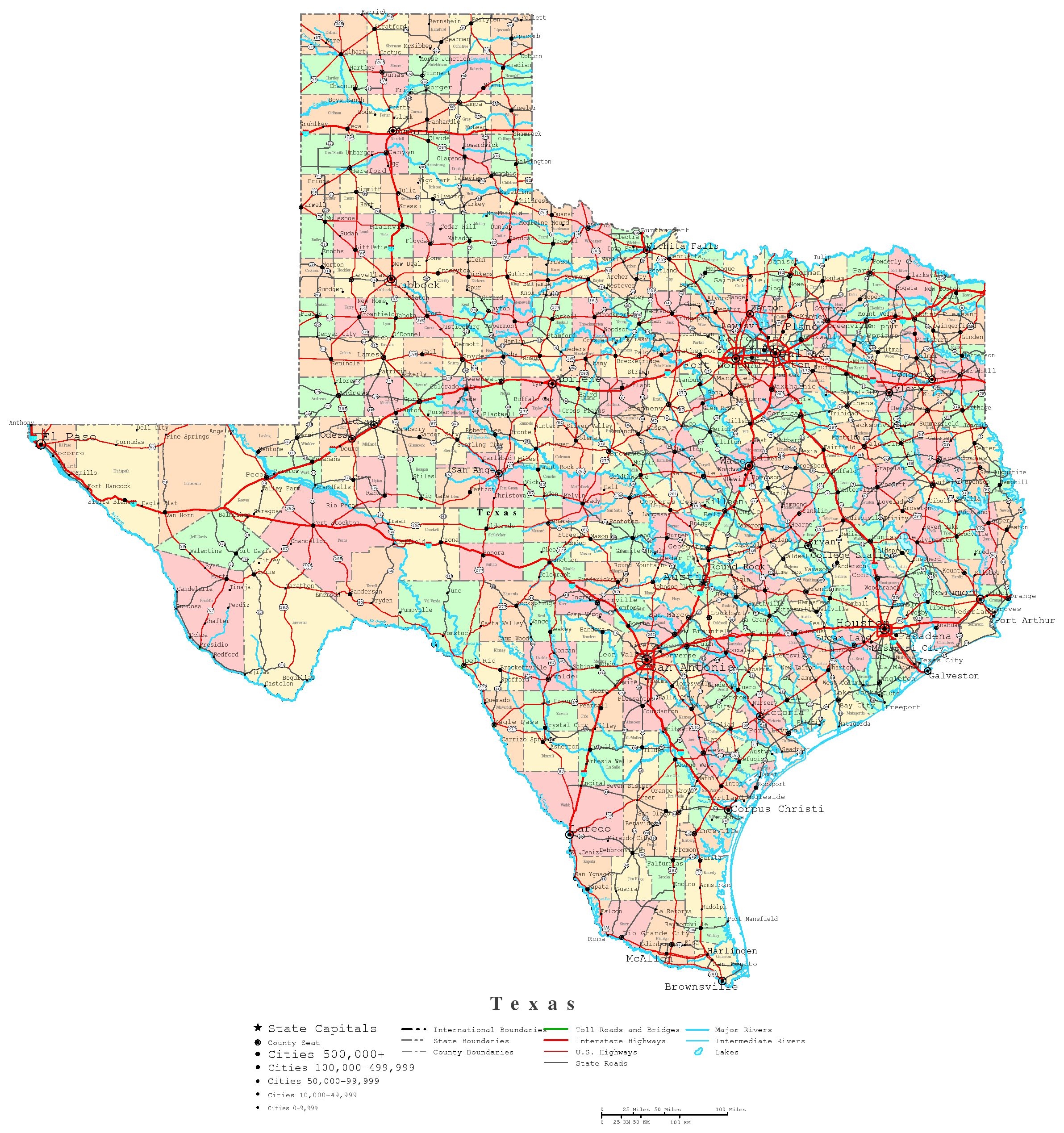 Printable High Resolution Texas County Map Printable High Resolution Texas County Map