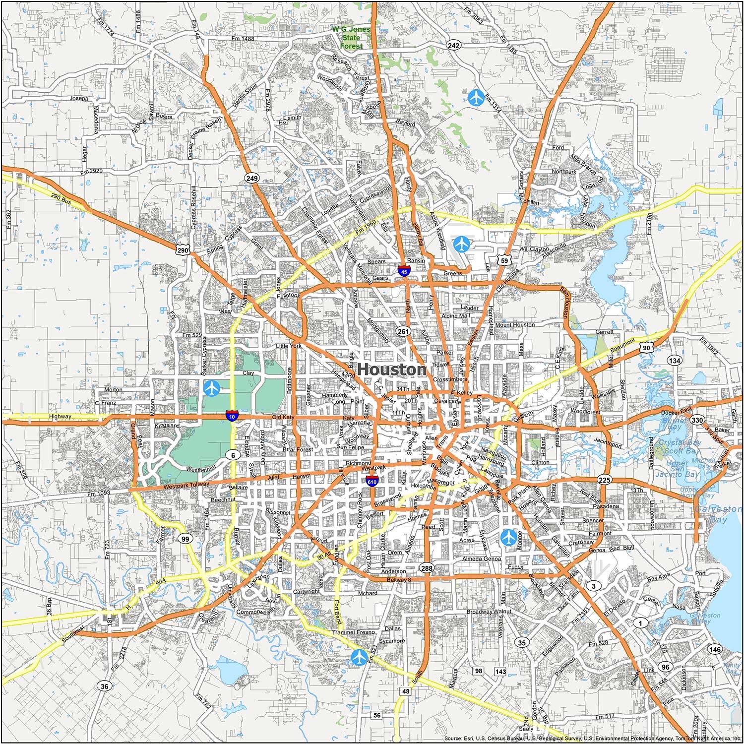 Printable Houston Map