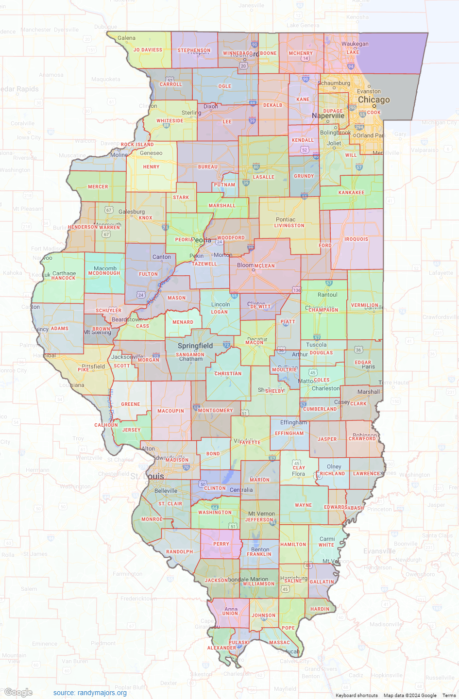 Printable Illinois County Map