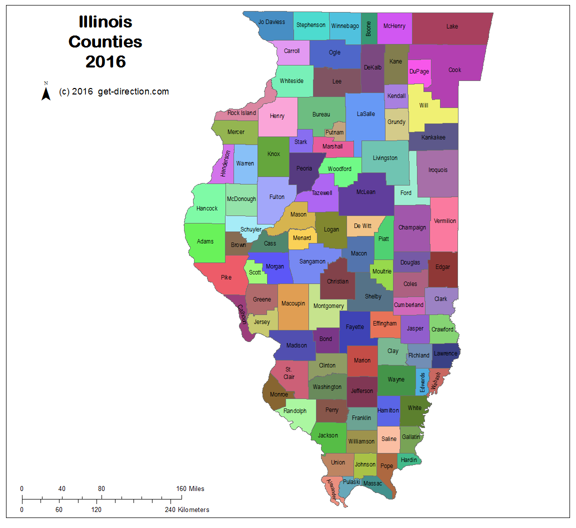 Printable Illinois County Map