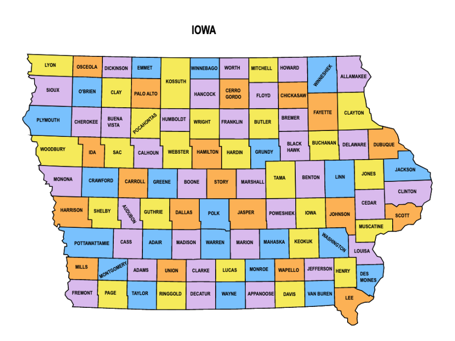 Printable Iowa County Map