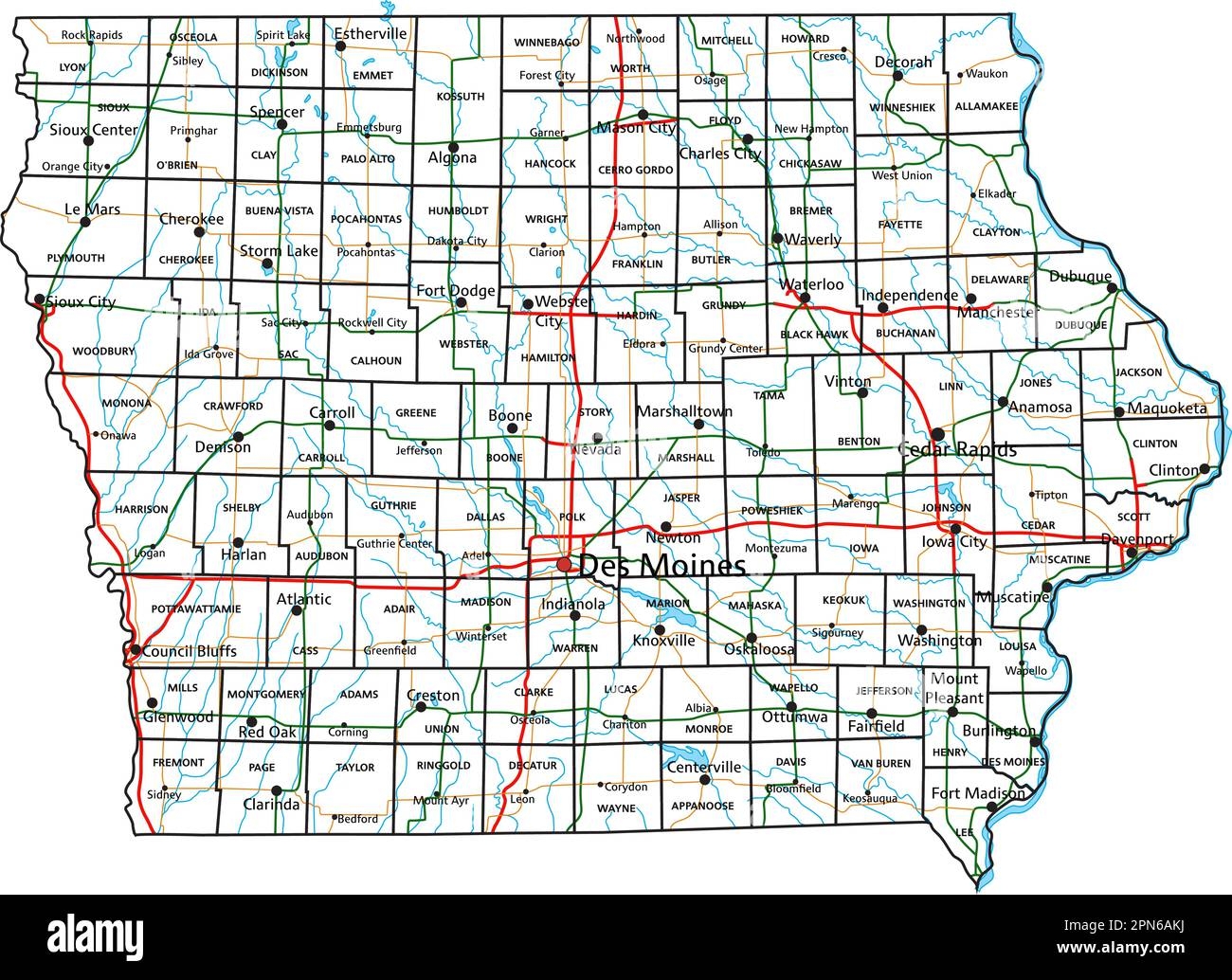 printable map of iowa
