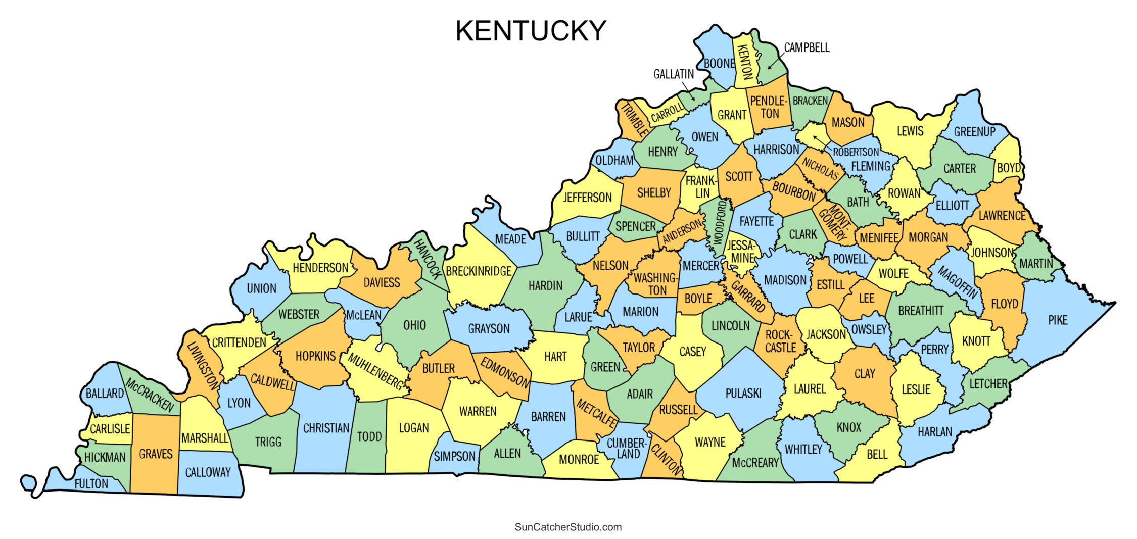 Printable Kentucky County Map Jenny Blog