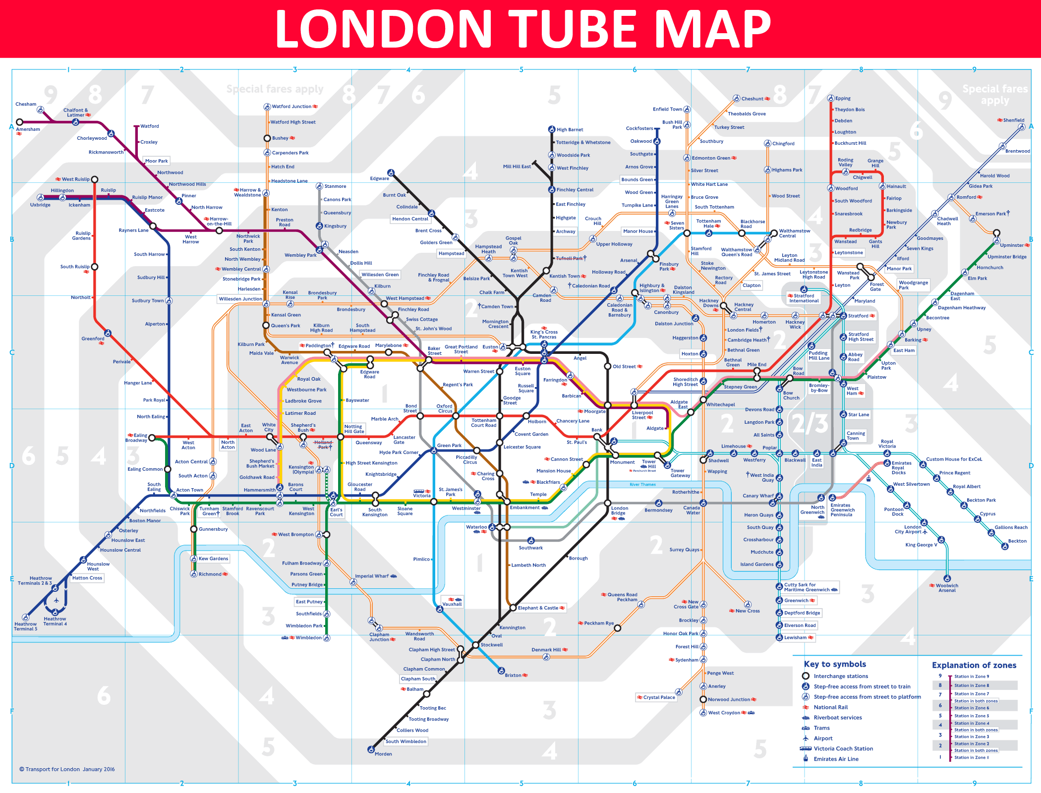 london tube printable map