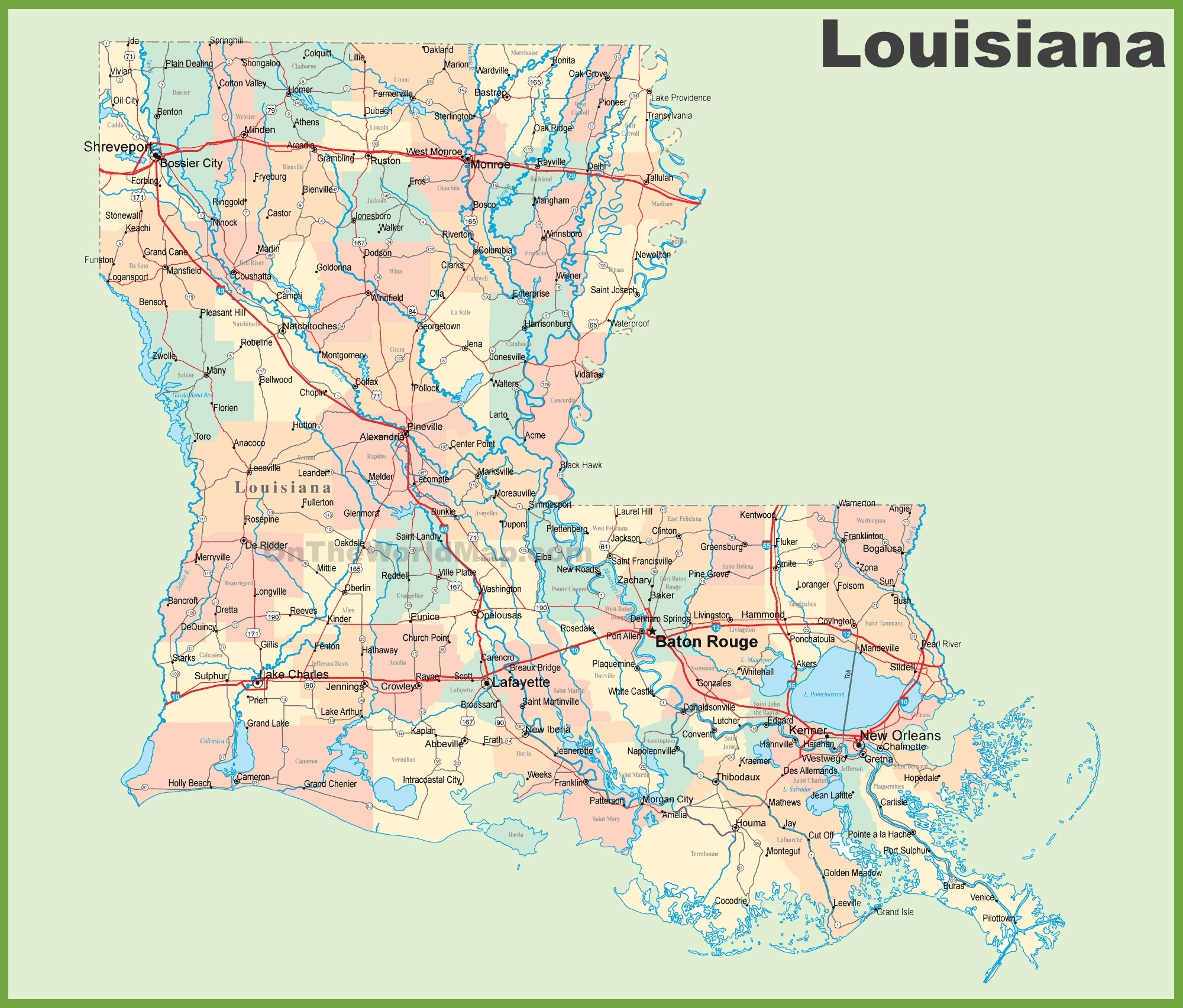printable louisiana map printable louisiana map