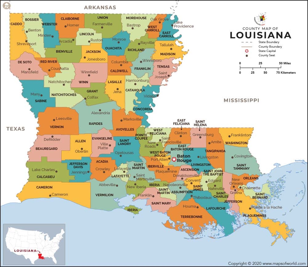 louisiana parish map printable