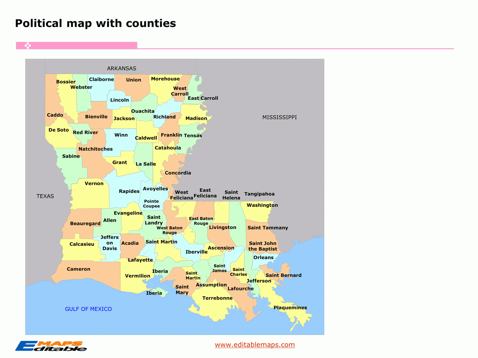 Printable Louisiana Parish Map Free Printable Map