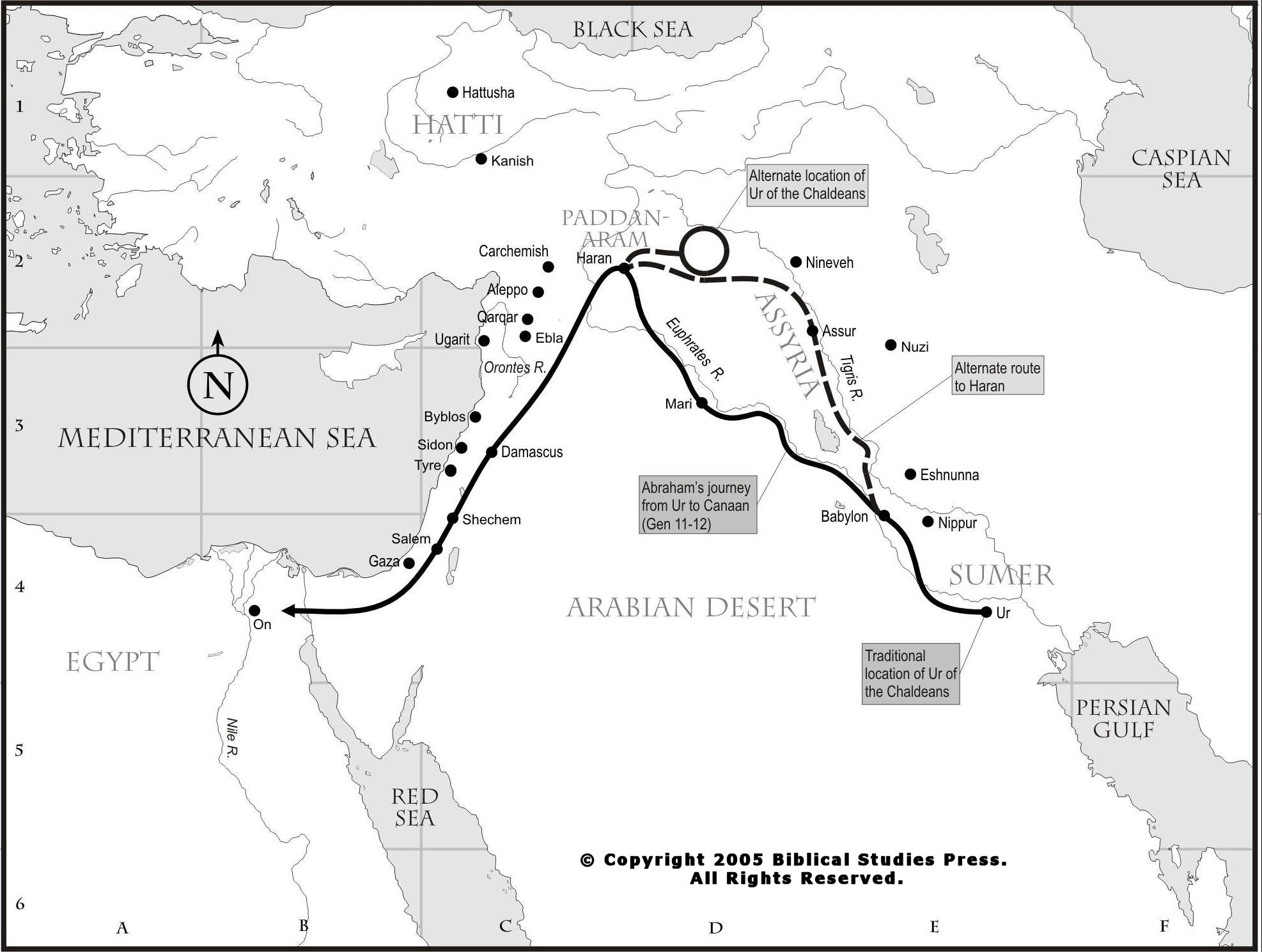printable map of abraham's journey
