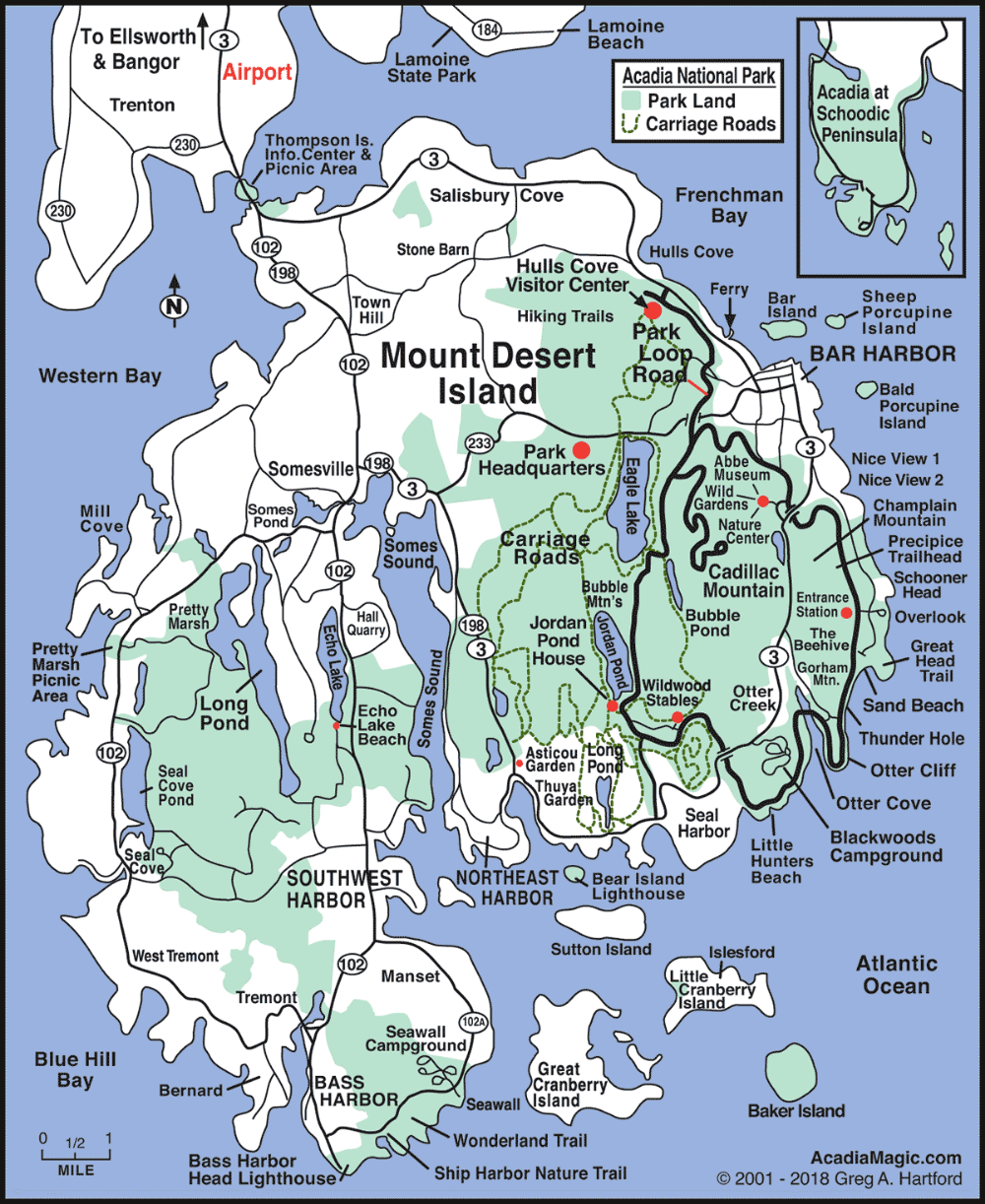 Printable Map Of Acadia National Park